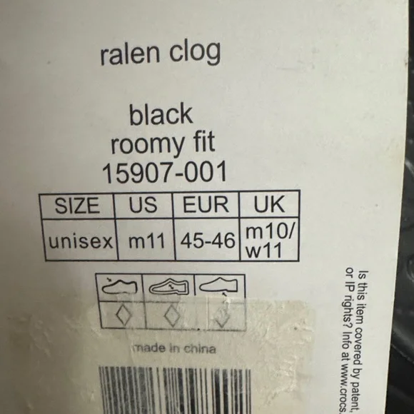 NWT CROCS Unisex Size M11 Black Ralen Clog Roomy Fit - Picture 2 of 10
